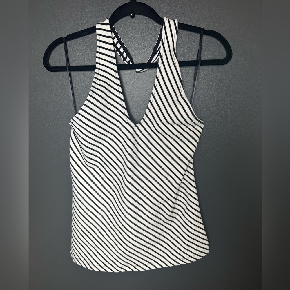 Anthropologie | Mauve Black and White Striped Halter Top | NWT |‎ Medium